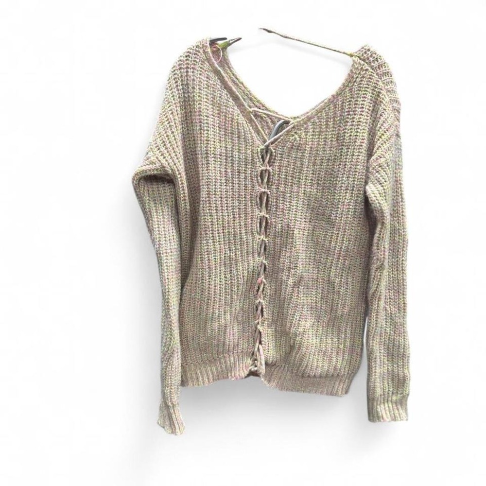 womens neon multi-color sweater rave size medium‎ (m5)
